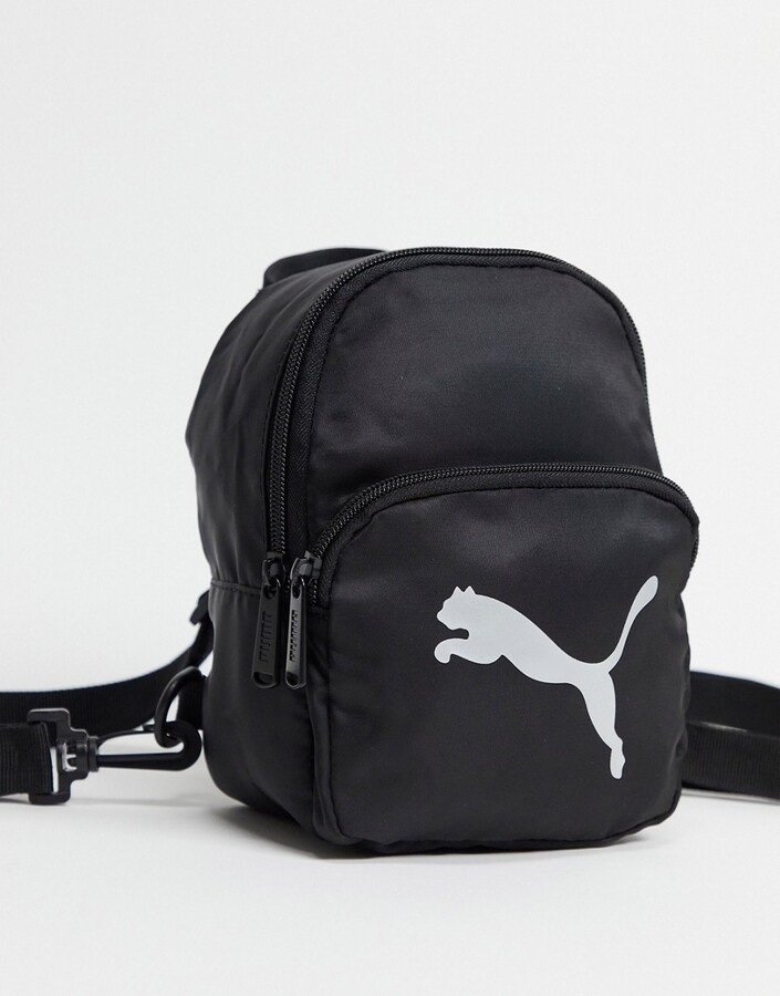 Puma mini backpack in black with silver logo - ShopStyle