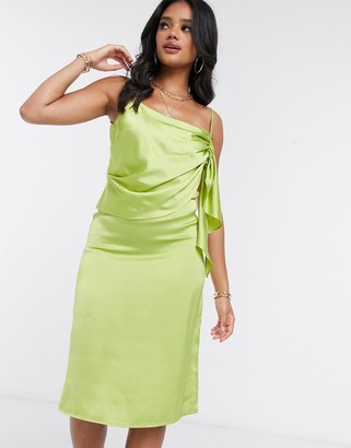 4th & Reckless midi cami dress with frill detail in lime green