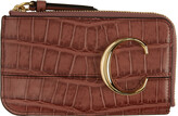 Thumbnail for your product : Chloé Pink Croc 'Chloé C' Card Holder