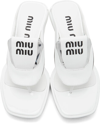 Miu Miu White Thong Heeled Sandals