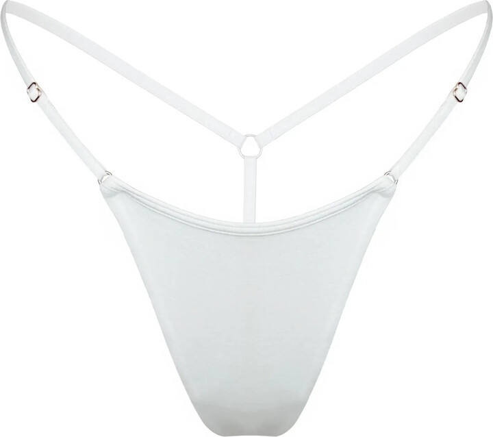 Monique Morin Lingerie White Caress Micro-G String Crystal