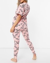 Thumbnail for your product : ASOS DESIGN butterfly oversized tee & legging pyjama set in pink