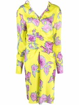 Thumbnail for your product : MSGM Flower-Print Gathered Dress