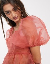 Thumbnail for your product : Topshop organza tiered dress in pink