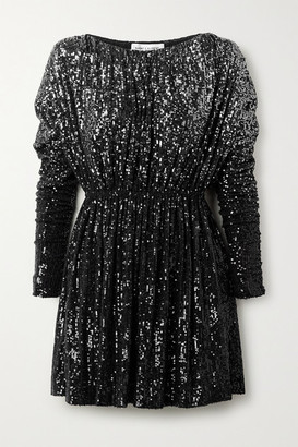 Saint Laurent Degrade Sequined Stretch-knit Mini Dress - Black
