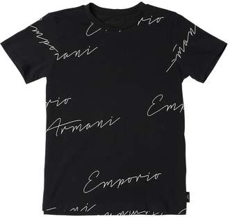 Emporio Armani Logo Printed Cotton Jersey T-Shirt