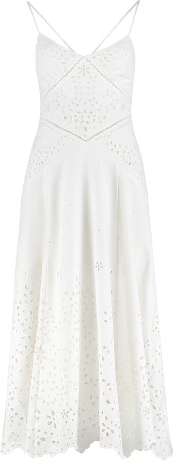 Self-Portrait Boucle and chiffon midi dress ShopStyle