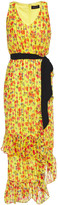 Thumbnail for your product : Saloni Rosalind Belted Floral-print Silk-blend Jacquard Midi Dress