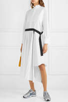 Thumbnail for your product : Sacai Belted Pleated Poplin And Pique Midi Dress - White