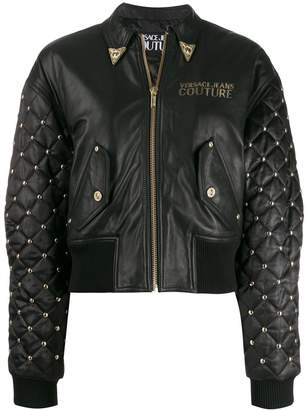 Versace Jeans Couture embroidered leather jacket