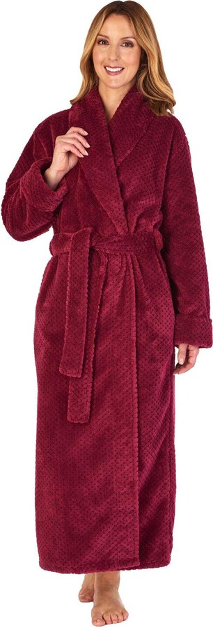 Slenderella Ladies Shawl Collar Wrap Dressing Gown Waffle Fleece Long ...