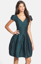 Thumbnail for your product : Halston Jacquard Layered Sleeve Fit & Flare Dress