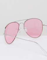 Thumbnail for your product : Jeepers Peepers Aviator Sunglasses With Pink Tinted Lens