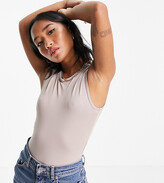 Thumbnail for your product : Threadbare Petite super stretch sleeveless bodysuit in taupe