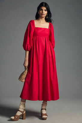 Maeve Squareneck Babydoll Dress Red