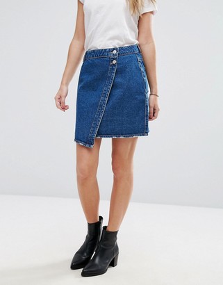 Vero Moda Asymetric Denim Wrap Skirt
