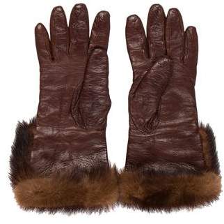 Fendi Fur-Trimmed Leather Gloves