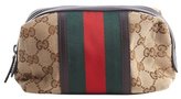 Thumbnail for your product : Gucci beige and logo striped canvas GG cosmetic case