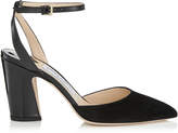MICKY 85 Black Suede and Patent Pointy Toe Pumps