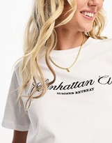 Thumbnail for your product : Stradivarius embroidered oversized tee in white