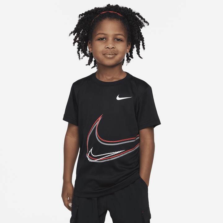 Nike Swoosh Distortion Tee Little Kids' T-Shirt in Black - ShopStyle