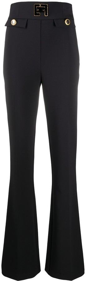 black high waisted bootleg trousers