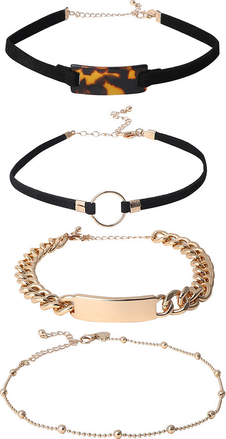 SOHI Women's Onyx Black The Josie Multi-Layer Necklace