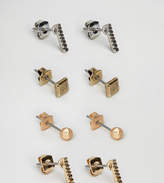 Thumbnail for your product : ICON BRAND Gold & Silver Stud Earrings In 4 Pack