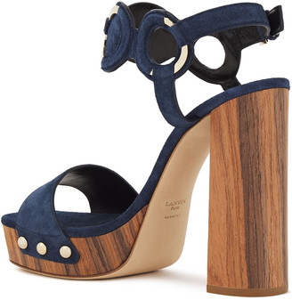 Lanvin Ring-embellished Suede Platform Sandals