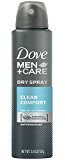 Dove Men+Care Dry Spray Antiperspirant Deodorant, Clean Comfort 3.8 oz
