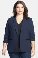 Thumbnail for your product : DKNY DKNYC Faux Leather Trim Blazer (Plus Size)