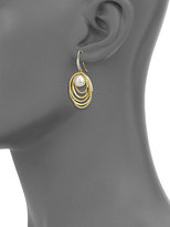 Thumbnail for your product : David Yurman Pearl Crossover Drop Earrings with Diamonds in Gold