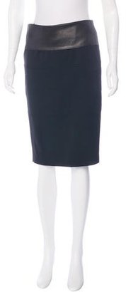 Brunello Cucinelli Virgin Wool Leather-Accented Skirt