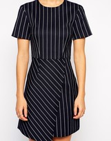Thumbnail for your product : ASOS COLLECTION Dress in Stripe with Asymmetric Hem