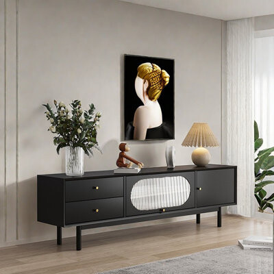 Finaewg Japanese style high legged solid wood TV cabinet