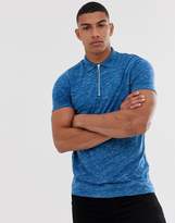 Thumbnail for your product : ASOS Design DESIGN polo shirt with zip neck in interest fabric
