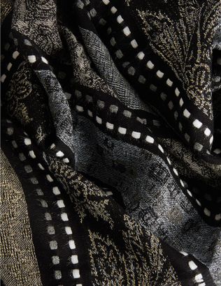 Marks and Spencer Cotton Rich Jacquard Stripe Scarf