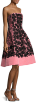 Thumbnail for your product : Oscar de la Renta Silk Strapless Embroidered Flared Dress