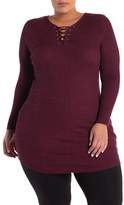 Thumbnail for your product : Derek Heart Lace-Up Tunic Sweater (Plus Size)