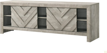 Hokku Designs 1Pc Rustic Geometric Design Contemporary Traditional Interiors Entertainment Console TV Stand Living Room Furniture