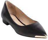 Thumbnail for your product : Pour La Victoire black leather 'Rena' gold plate pointed toe flats