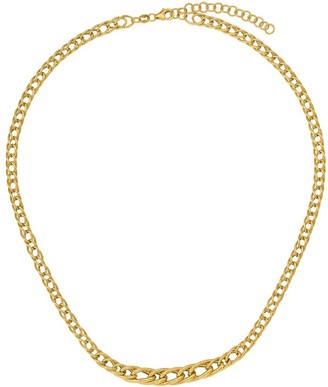 14K Gold Graduated Interlocking Curb Link Necklace, 8.2g