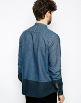 Thumbnail for your product : ASOS Grandad Shirt In Long Sleeve With Contrast Panel
