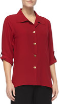 Thumbnail for your product : Caroline Rose Crepe Button-Front Shirt
