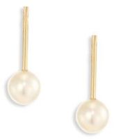 Thumbnail for your product : Mizuki 6MM White Freshwater Pearl & 14K Yellow Gold Short Bar Earrings
