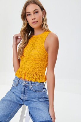 Forever 21 Floral Lace Scalloped Top