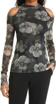 Thumbnail for your product : Fuzzi Floral Print Mesh Cold Shoulder Top