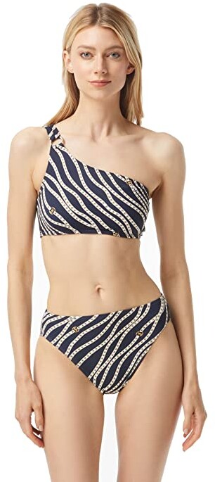 Taxi Lleno Diálogo MICHAEL Michael Kors Diagonal Logo Ring One Shoulder Bikini Top - ShopStyle  Two Piece Swimsuits
