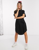 Thumbnail for your product : Monki Ninni belted short sleeve shirt dress in black