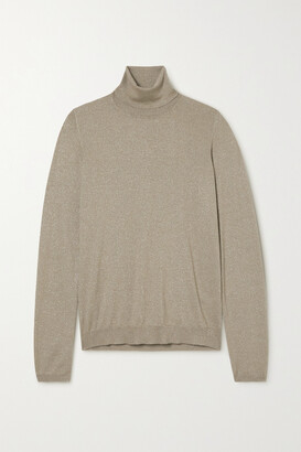 Brunello Cucinelli Metallic Cashmere-blend Turtleneck Sweater - Brown